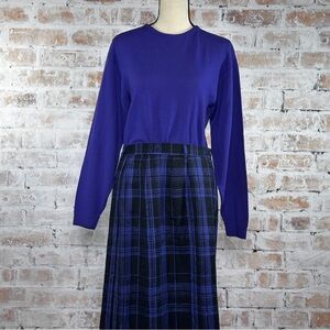 True Vintage 90s Plaid Floral Embossed 2-Piece Coordinated Sweater and Skirt Set